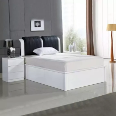 High Gloss Rugby Bed with Leather Upholstered Headboard