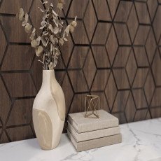 Decorative Acoustic Wall Panels Walnut 240×60cm UK | Geometric Blocks Design