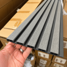Ash Grey Wood Effect WPC Slatted Wall Panels – Waterproof Indoor & Outdoor Cladding | Premium Feature Wall Panels